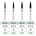 فرز توربین الماسه شعله شمعی 862 - تیزکاوان Tesskavan - Diamond Turbine Flame 862 Burs 2