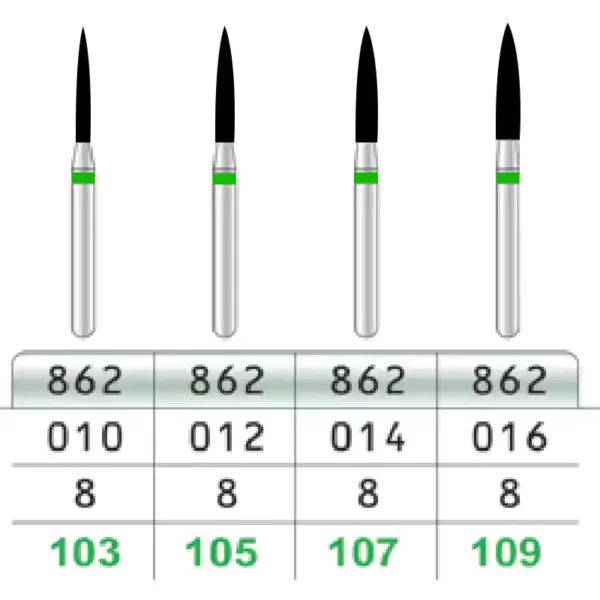 فرز توربین الماسه شعله شمعی 862 - تیزکاوان Tesskavan - Diamond Turbine Flame 862 Burs 2